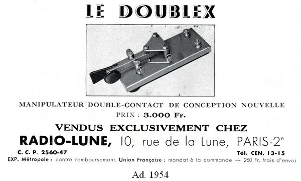 Doublex ad 1, 1954, click to enlarge picture.