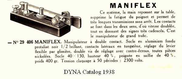 Maniflex, 1938 DYNA catalog, click to enlarge picture.